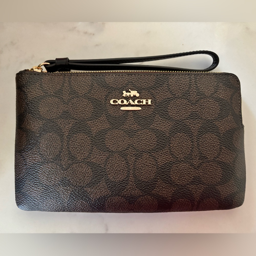 Coach Signature Brown Wristlet
